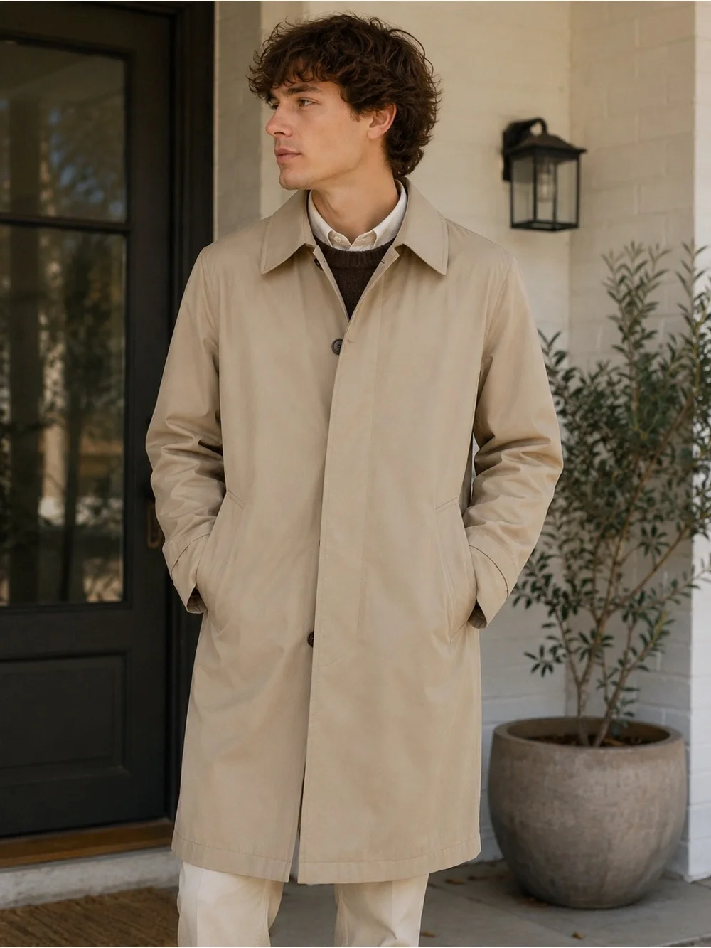 Vintage London Fog Tan Single-Breasted Trench Coat - Hidden Button Mac Jacket 40